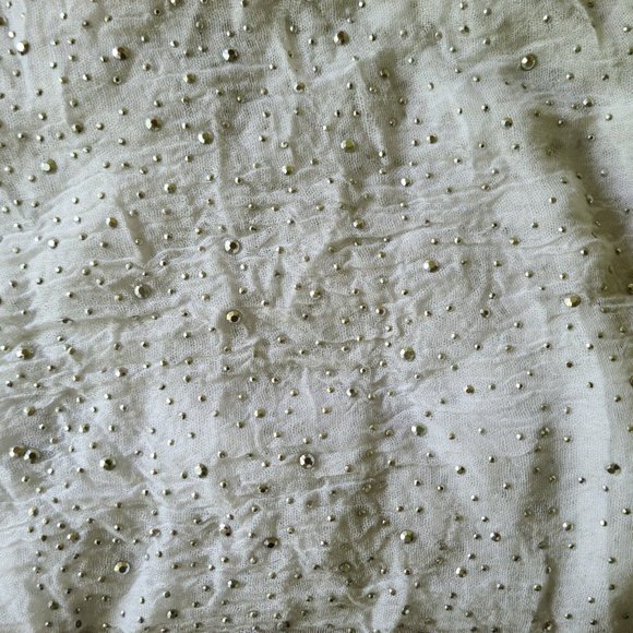BCBG white gauzy jeweled scarf/wrap - Picture 5 of 7
